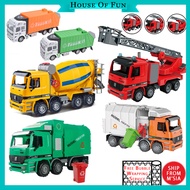 1:22 Kids Super Large Die Cast Pull Back Sanitation Garbage Truck Fire Truck Excavator Lorry Concret