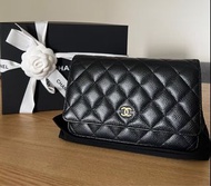 Chanel bag woc wallet on chain 黑金牛荔枝皮 經典款鏈條銀包