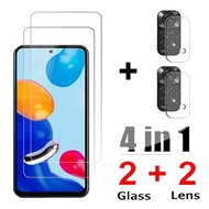 4 in 1 Tempered Glass For Xiaomi Redmi Note 11 10 Global Screen Protector Camera Lens Protective Film Redmi Note 11 10  Note 11 Pro
