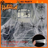 【Rcynview】Halloween Artificial Spider Web, Super Stretchable Spider Web with Fake Spider, Halloween 