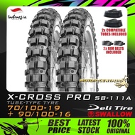 TAYAR KOMBO DELI/SWALLOW TYRE SB111A X-CROSS PRO 70/100-19 + 90/100-16 + TUBES FOR KAWASAKI KX85-D, 