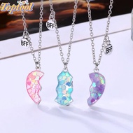 TOPTOOL 3Pcs Matching Heart Pendant Necklace, Friendship Jewelry Alloy BFF Necklaces, Friendship Cut