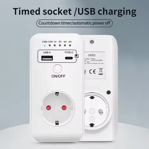 Electronic Timer Socket Automatic Power-off Programmable Countdown Timer Switch 6 Hour 230V Timing C