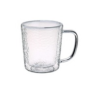 [EILONG Yilong] Double-Layer Glass Hammer Mesh Pattern Mug 450ml (Design Style) Cup Water Tea Co