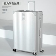 日本熱銷 - 奢華銀【復古直角+防刮拉鍊款】30寸行李箱