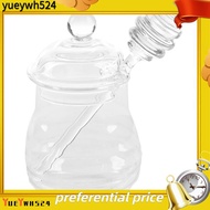 Transparent glass honey jar with lid Honey Jar with Dipper, Clear, 9 Ounces