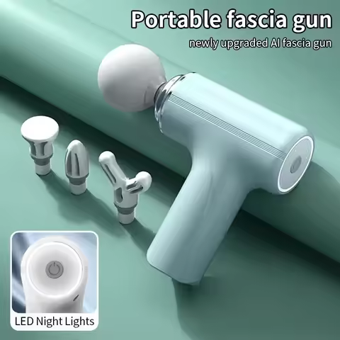 2025Portable AI Fascial Massage Gun Electric Percussion Massager Body Relaxation With 4 Replaceable 