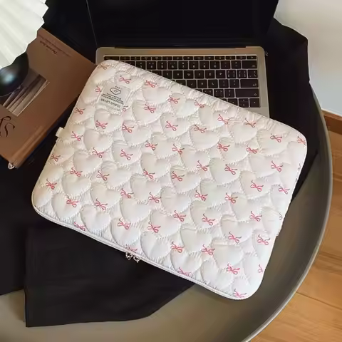 1 Pc Bow Print Love Embroidery Laptop Bag 11 Inch/14 Inch/15 Inch Computer Bag Protection Case Lapto