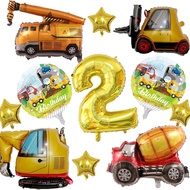 11Construction Balloon Set Excavator Dump Truck Crane Shape Aluminum Film Balloon Boy Birthday Birth