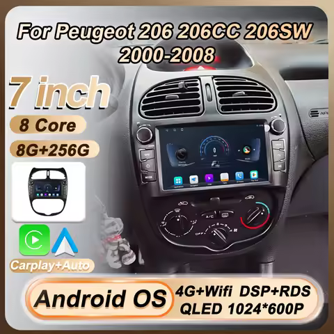 Android Auto Car Radio Multimedia Video Player For Peugeot 206 206CC 206SW 2000-2008 2 Din GPS Navig