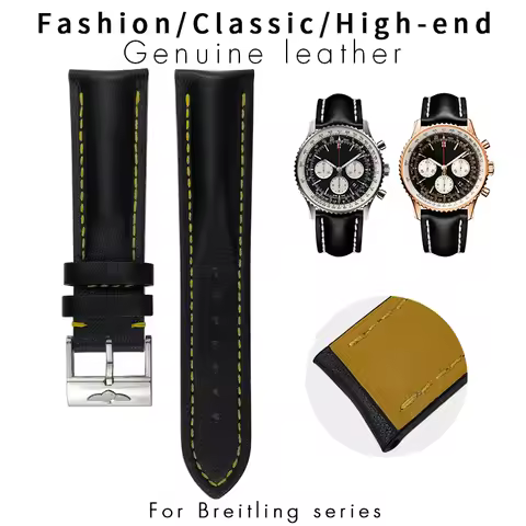 20mm 21mm 22mm High Quality Genuine Leather Watchband Fit for Breitling Superocean Navitimer Avenger