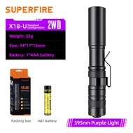 SUPERFIRE X18-U 2W 395nm mini UV Flashlight Use AAA Dry Battery Mini Palm Torch for Nails Pets Mon
