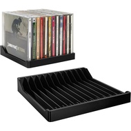 CD Rack 2-Piece Set 24-Disc Record Type CD Storage Organizer, Matte Black CD Box Rack and CD Rack, S