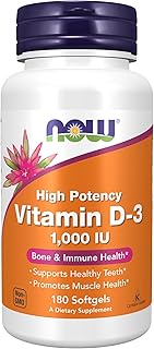 Now Foods Vitamin D-3 1000 IU Softgels, 180ct