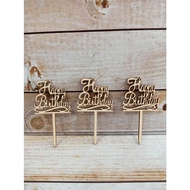 Cupcake Topper Hbd Wood, Cupcake Decoration, Wooden Cupcake Topper