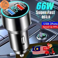 MC-08>> 2 Ports USB Car Charger 66W Fast Charging Adapter