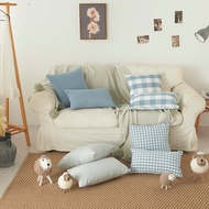 Polyester Cotton Generous Plaid Stripe Pillowcase Home Decor Sofa Car Square Blue 45X45CM/30X50CM Cu