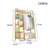 ราวแขวนผ้าไม้ ตู้เสื้อผ้าพร้อมชั้นวาง ราวแขวนเสื้อผ้า wood clothes rack มีหลายขนาด กว้าง 110ซม. 130ซ