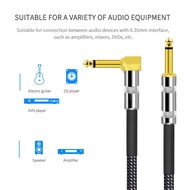 6 Meters/ 20 Feet Musical Instrument Audio Guitar Cable Cord 1/4 Inch Straight to Right-angle Gold-p