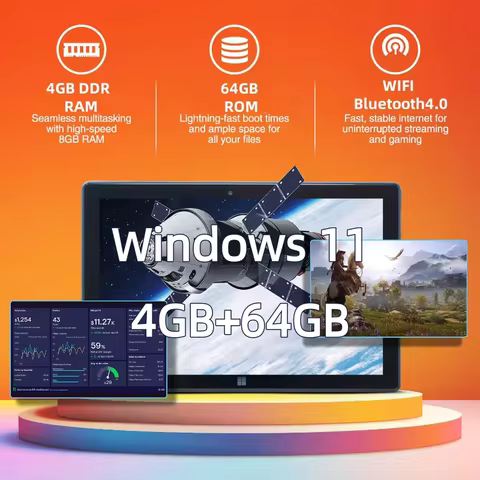 64bit Intel Atom N3350 Type-C 4GB DDR RAM 64GB ROM 10.1 Inch Windows 11 Tablet Quad-Cores Dual Camea
