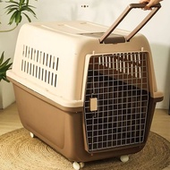 S/🔔Dog Flight Case Large Dog Pet Dog Cage with Pulley Trolley out Portable Vehicle-Mounted Medium Consignment Box 3OIP