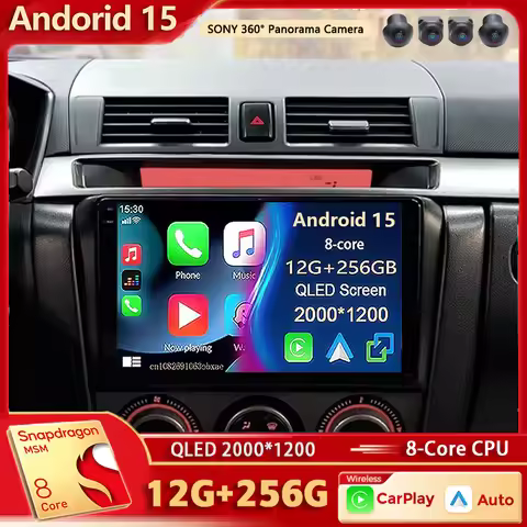 Android 15 For Mazda 3 I BK 2003-2009 2K QLED Android Car Radio Multimedia Video Player GPS AI Voice