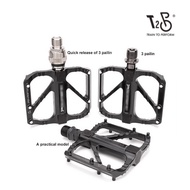 T2P PROMEND Mountain Bike Pedal Road Wide Platform Bicycle Pedal Anti-Slip Ultralight Pedals 3 Bearings One Pair