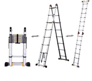 3.7M/ 12.1Ft Aluminium Telescopic Ladder/"A"Frame Ladder/9 Step Ladder/for Outdoor Office/150 Kg Loa