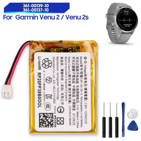 Replacement Battery 361-00139-10 For Garmin Venu 2 255mAh 361-00137-10 For Garmin Venu 2s Rechargeab