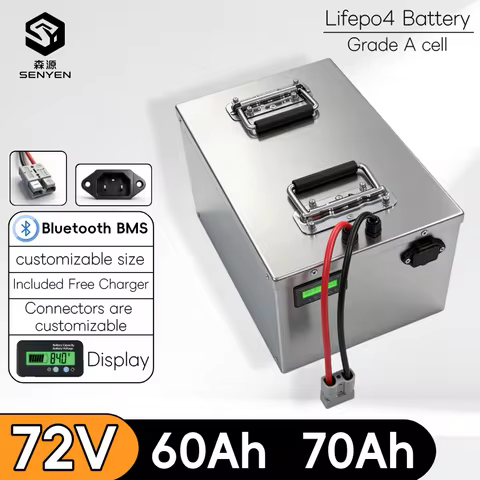 SY-72V 60Ah 70Ah Lithium Lifepo4 Rechargeable Battery Pack Deep Cycle 5000W 14000W With BMS For Moto