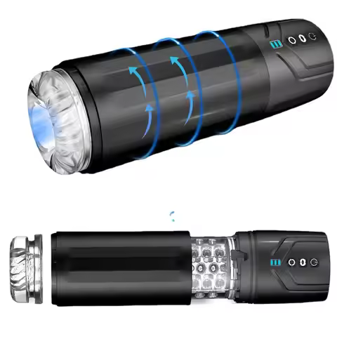 Electric Male Vibrator with Strong Vibration Rotating Suction Soft Skin-Friendly Telescopic Masturba