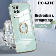 ROAZIC Ốp Điện Thoại OPPO A54 4G [Giá Đỡ Nhẫn Miễn Phí] Vỏ Bóng Cạnh Mạ Điện Thẳng Ốp Lưng TPU Mềm C