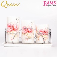 Queens Porcelain 4pcs Cutlery Holder with Metal Rack / Bekas Sudu / Alatan Dapur