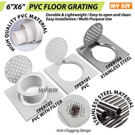 6"X6" PVC FLOOR GRATING FILTER TRAP AND STAINLESS STEEL FLOOR GRATING TRAP / PENUTUP LUBANG AIR