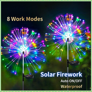 lampu raya solar hiasan taman kelip kelap warna warni luar rumah automatik led solar fireworks light outdoor waterproof lampu solar bunga api for lawn courtyard garden light Christmas Decoration LED 8 work modes