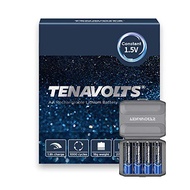 TENAVOLTS 1.5V AA Lithium Rechargable Battery, Constant Output at 1.5V, 2775 mWh 1000 Cycles, 4 Coun