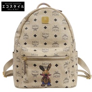 MCM Visetos 經典兔耳背包，雙肩包/日用包，女款，皮革，米色 [二手]