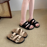 Women's Buckle Strap Platform Slides - Retro Chunky Sole Sandals