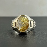 Jarum Emas Asli Cincin Perak Golde Rutile Quartz Silver Ring