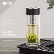 万象（WANXIANG）双层玻璃杯高档大容量男士茶杯车载便携水杯商务隔热水杯子礼物 V273石墨黑315ml