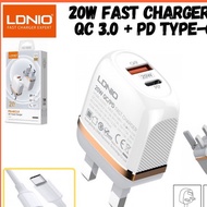 LDNIO A2316C Type C Charging 20W Fast Charging British Standard Charger