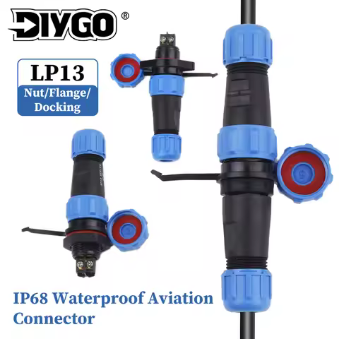 LP/SP13 1 Set Aviation Connectors IP68 Waterproof 2/3 Pin Nut/Flange/Docking Male Plug & Female Sock