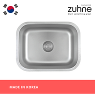 ZUHNE 58cm Ultra Matte Scratch Resistant Stainless Steel Undermount Kitchen Sink Single Bowl (Made in Korea)