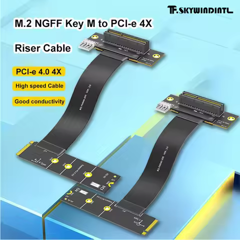 PCI-E 4.0 4X 270 Degree to M.2 Key M Extension Cable 20CM M.2 Key M 4.0 to PCI-e 4.0 4X Adapter Card