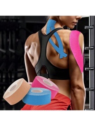 1捲彈性運動膠帶,舒適透氣,不黏膩,適用於胸部、臉部、膝蓋、肘部和肩膀