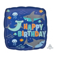 Happy Birthday Sharks 17 inches Foil Balloon Party Decoration 41289