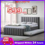 ✾Vedourstyle Queen Size Divan Bed with Single Bed Pull Out Bed Strong Sturdy Katil Queen Katil tarik