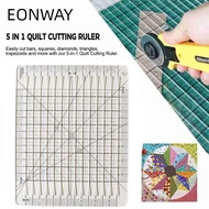 EONWAY Quilt Cut Ruler Template, 5 in 1 6inch Quilt Cutting Template, Universal Transparent Acrylic 