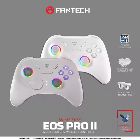 FANTECH EOS PRO II Wireless Gamepad Hall Effect Joysticks Triggers RGB Light Gaming Controller With