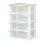 JEJ   PITT寬型四層透明抽屜櫃(木紋上蓋)